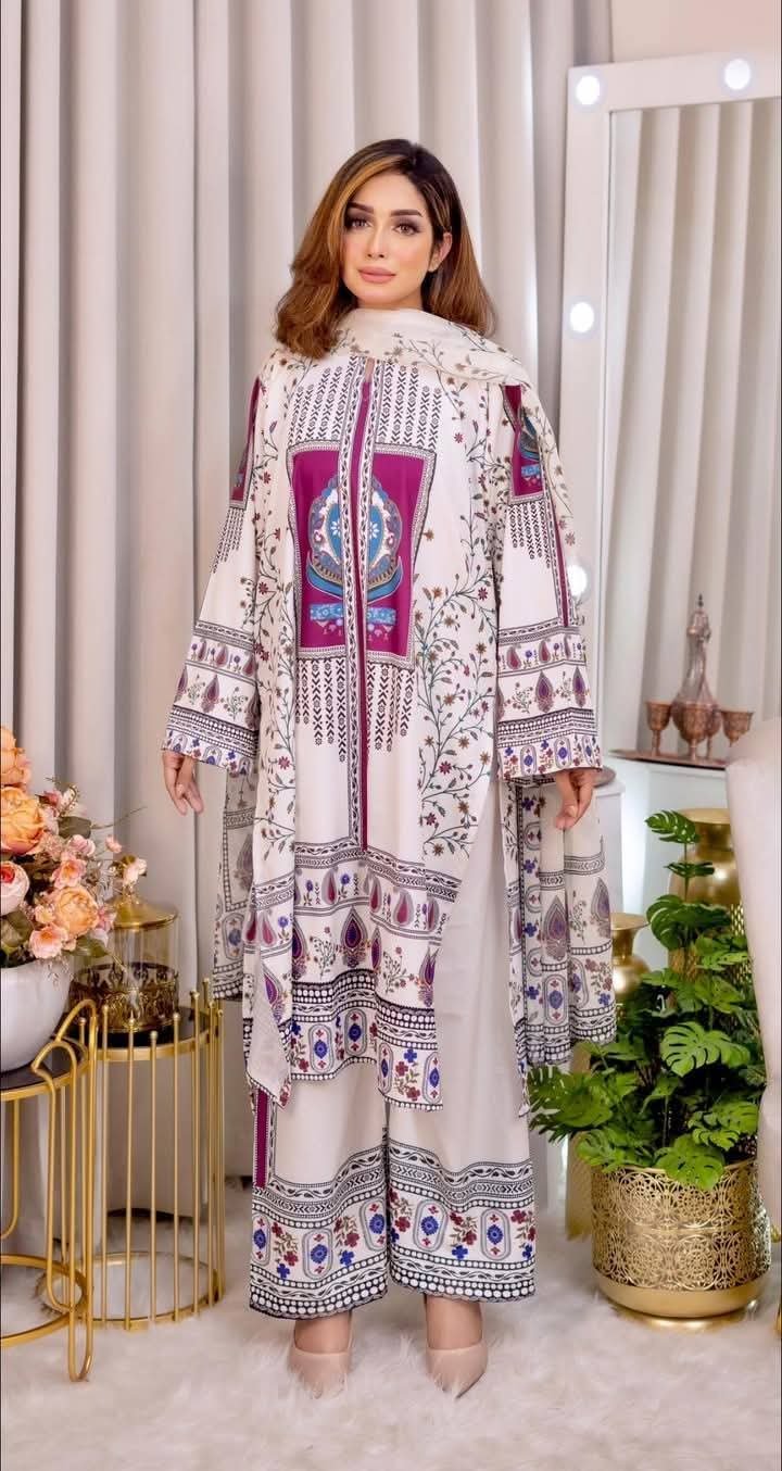 Coralina Pakistani Inspired 3 Piece – Synthetic Silk Dress