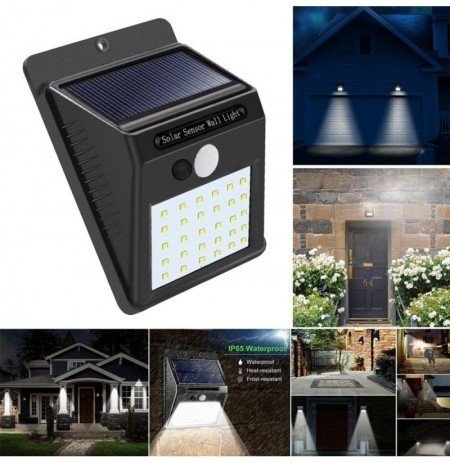 Solar Power 30 LED PIR Motion Sensor Waterproof Wall Light