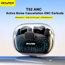 Awei T52 ANC TWS Wireless Earbuds Colorful Breathing Light Headphones Code : 8943