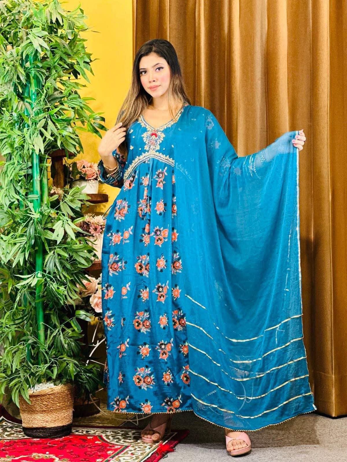 Bombay Karchupi Work 2 Piece Set – Elegant Print & Hand Embroidery