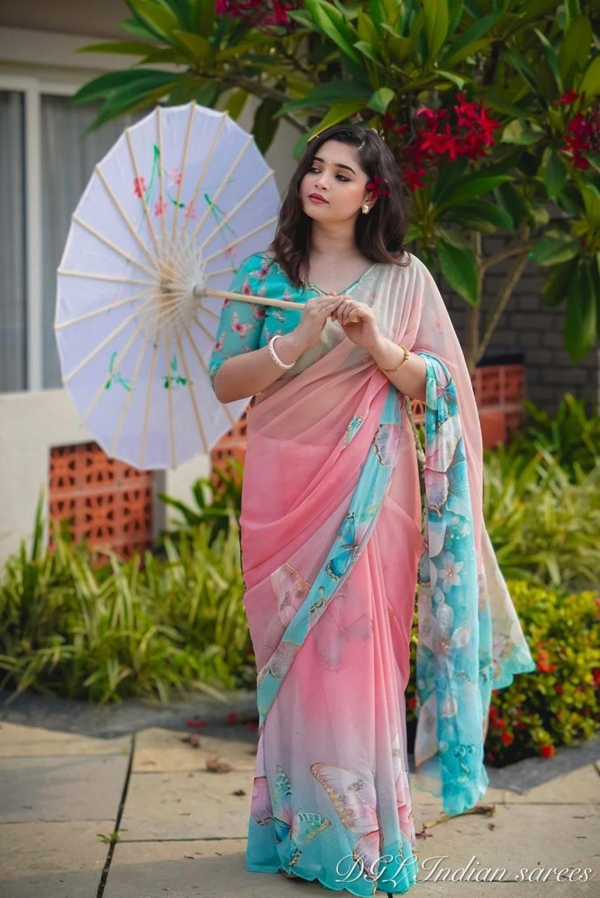 Topetor silk saree with digital print