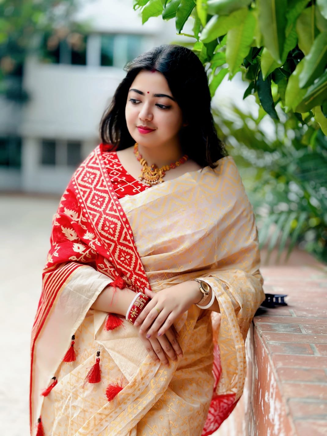 Skin print saree with blouse pis