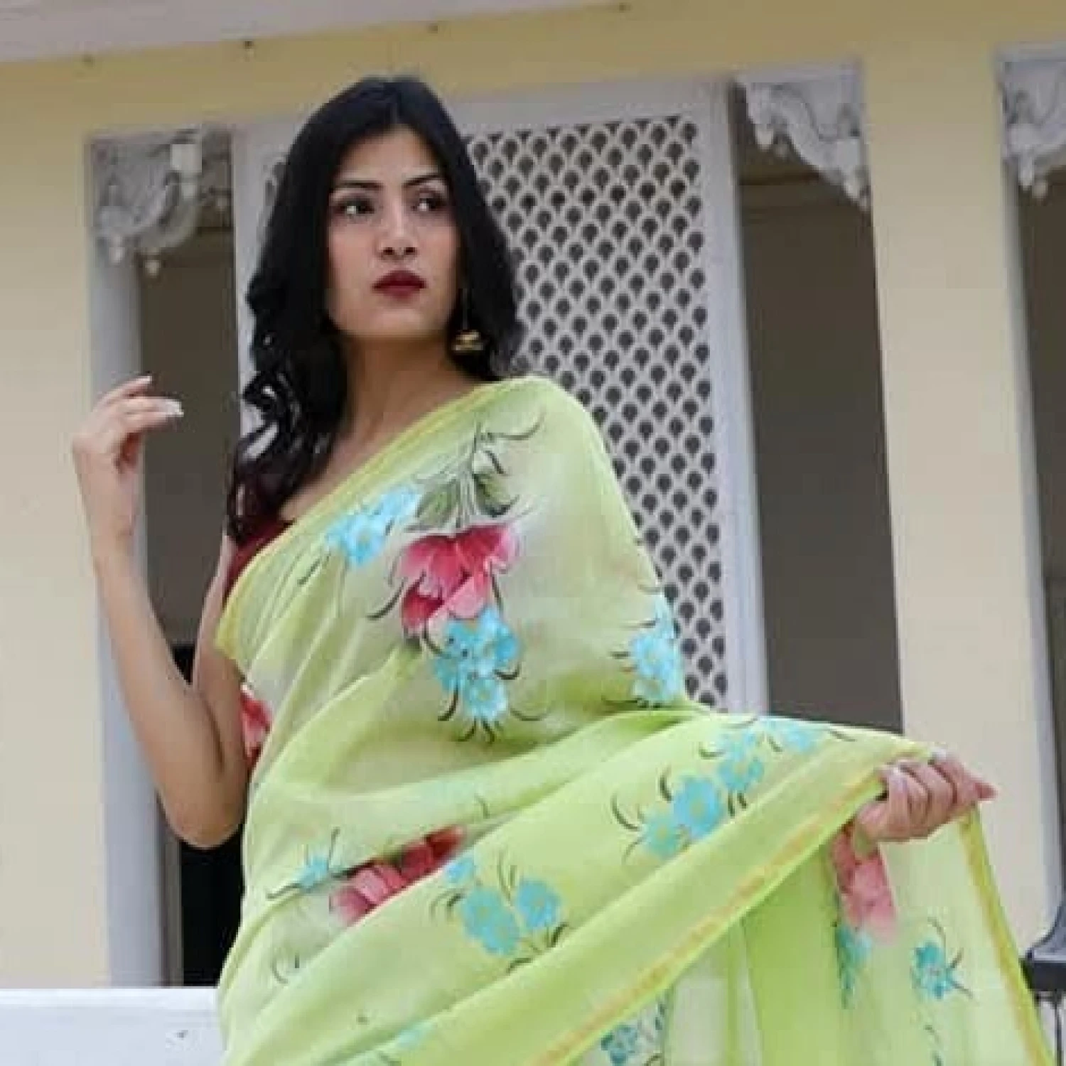 হ্যান্ড প্রিন্ট শাড়ি